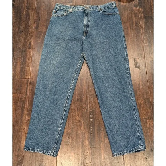 Vintage 90s Levi's 540 Jeans 38x32 Blue Relaxed Straight Leg Denim Orange Tab - Picture 1 of 11
